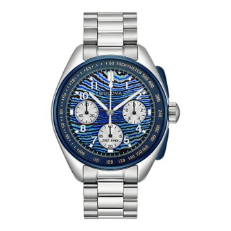 Bulova - Mens Lunar Pilot HPQ NP20 Silver-Tone SS Watch, Timascus Dial